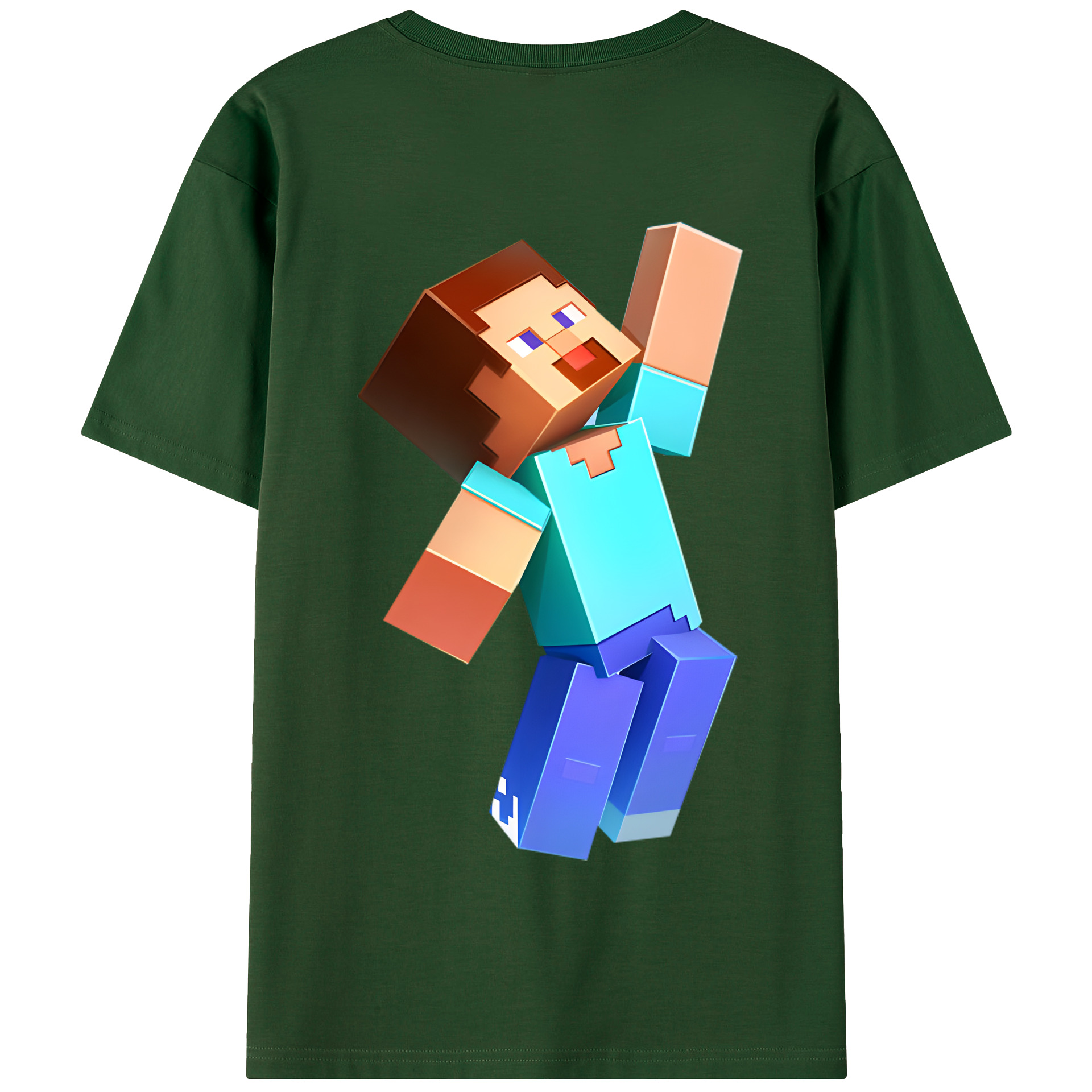 （画像用） マインクラフト ブロックの世界 Minecraft MC Block world 綿100％半袖Tシャツ（背面プリント）
